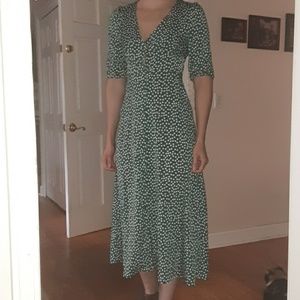 New Green Floral Midi Dress